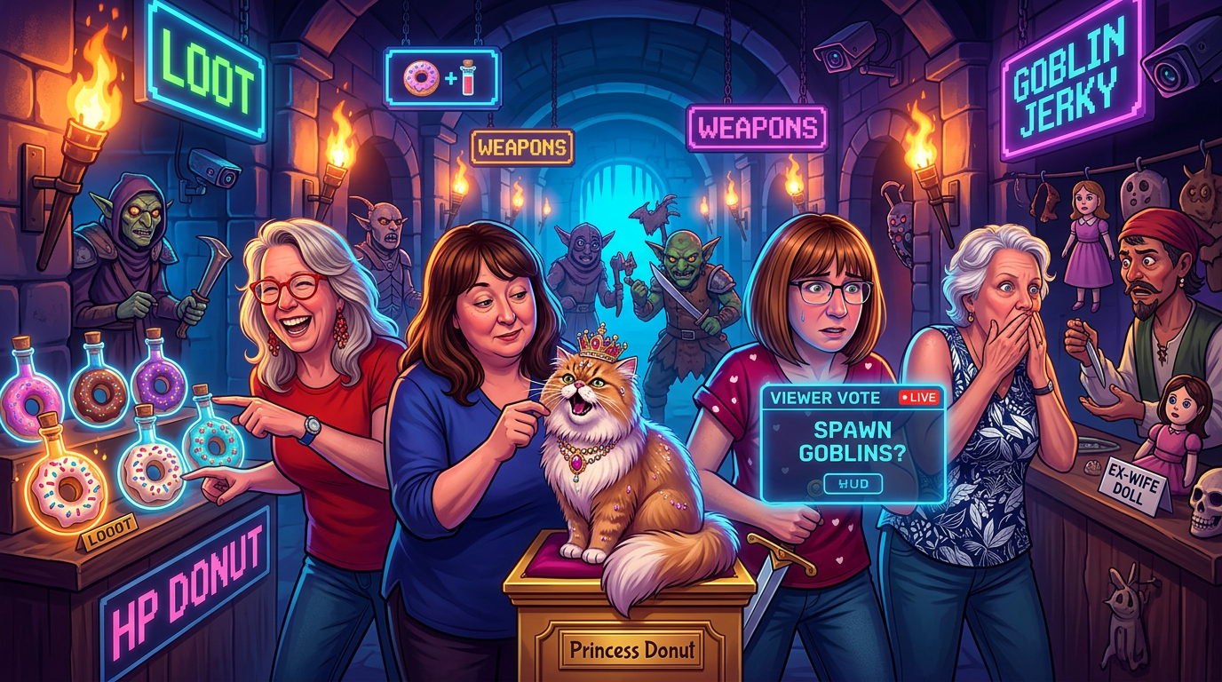 A story scene inspired by Dungeon Crawler Carl featuring Happy Bookers members.