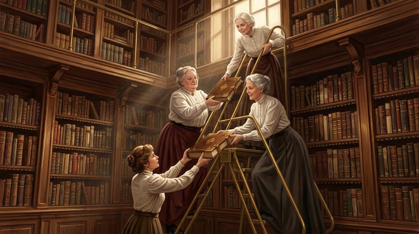 A story scene inspired by The Personal Librarian featuring Happy Bookers members.